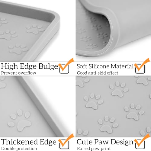 2 Pack Dog Food Mat Anti (11.8"L x 11.8"W - 2 Pack / Light Gray)