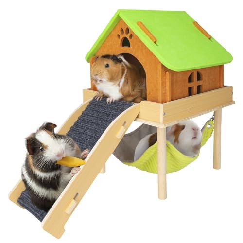 3 in 1 Enlarged Guinea Pig Hammock with House & Platform (Hammock with ramp & house)