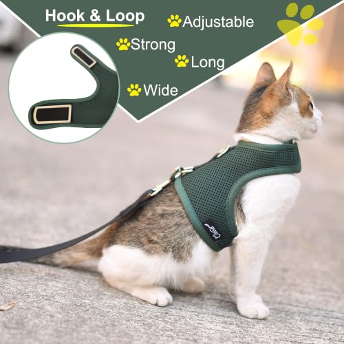 Cat Harness and Leash Set for Walking Escape Proof (Green / M 5.5-9 lbs)