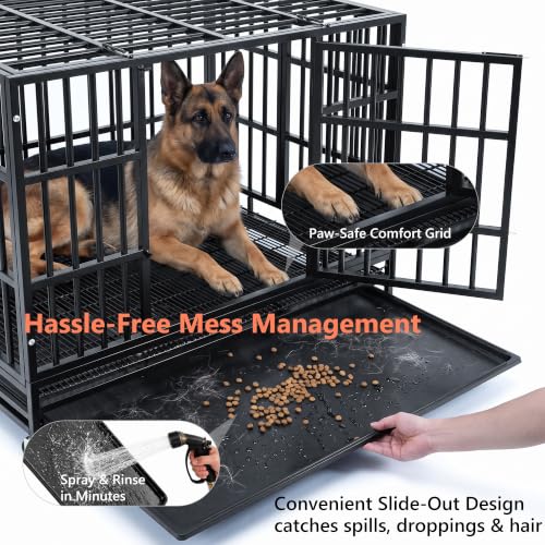 48" Heavy Duty Dog Crate for Large Dogs (47.2"L x 30.7"W x 36"H / Black)