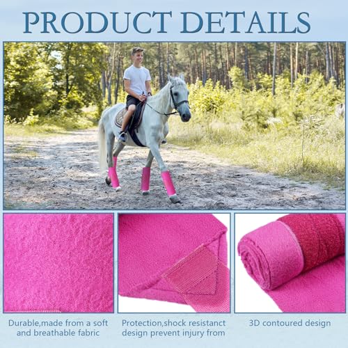 Set of 4 Horse No Bow Bandage 3D Contoured Standing Wrap Bandages Stable Nylon Horse Leg Wraps for Helping Prevent Horse from Tendon Damage and Keep Horses Clean and Safe (Purple)