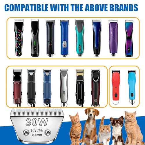 30W Wide Blade Dog Clipper Blades for Andis (Silver/30W-2Pack)