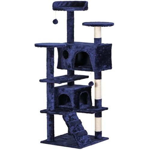 54 in Cat Tree Tower for Indoor Cats Multi (Blue)