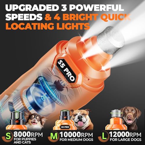 Whisper Quiet Dog Nail Grinder Safe & Stress (Orange)