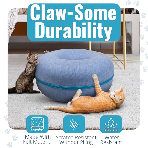 Cat Tunnel Bed for Indoor Cats Large (Light Blue)