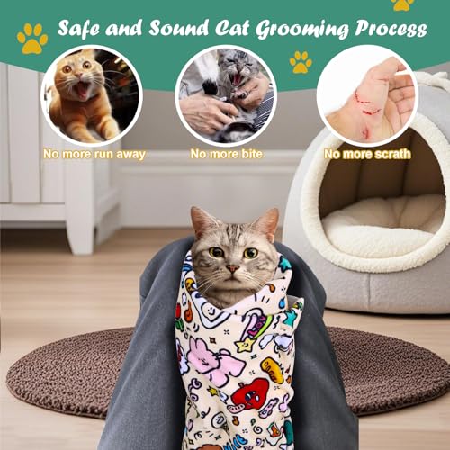 Cat Wrap for Cutting Nails and Grooming (Graffiti Style)