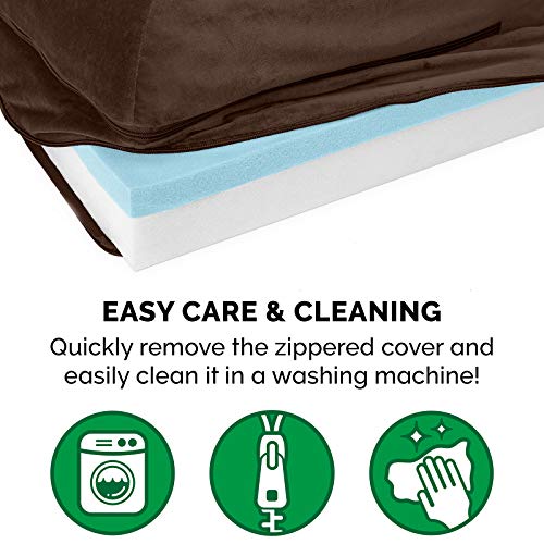 Cooling Gel Dog Bed for Large Dogs w (Jumbo Plus / (Plush & Velvet) Sable Brown)
