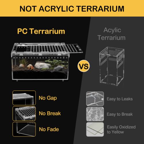 Reptile Tank Escape Proof Magnetic Lid Tarantula Enclosure XLarge (Slide Lid Tank / XL(15.74x9.84x7.8 IN))