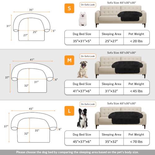 Calming Dog Bed Fluffy Plush Dog Mat for Furniture Protector with Removable Washable Cover for Large Medium Small Dogs and Cats (Black / 41.0"L x 37.0"W x 6.0"Th)