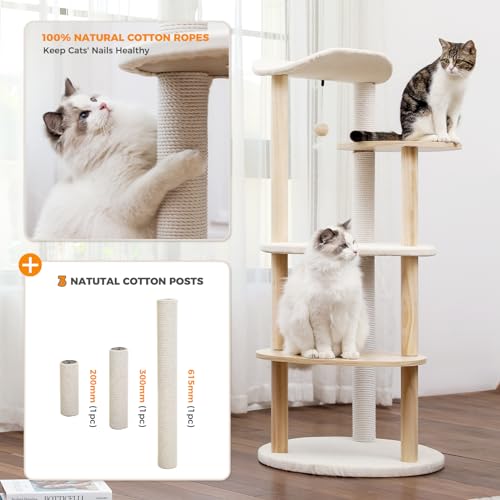 5 Level Beige Cat Tree Tower (Beige / 50 inches)
