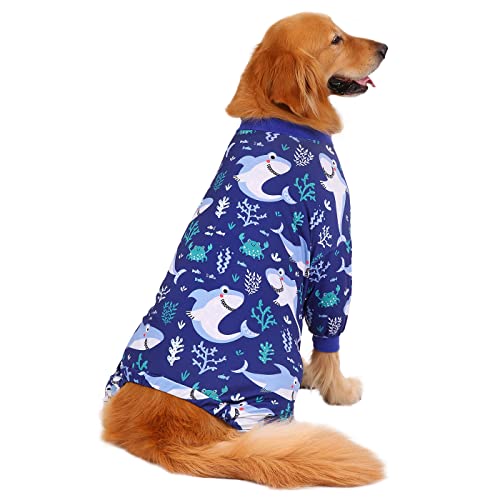 Dog Pajamas One Piece Light Comfy Pjs Pet Costume M (XXX-Large / Sharks)