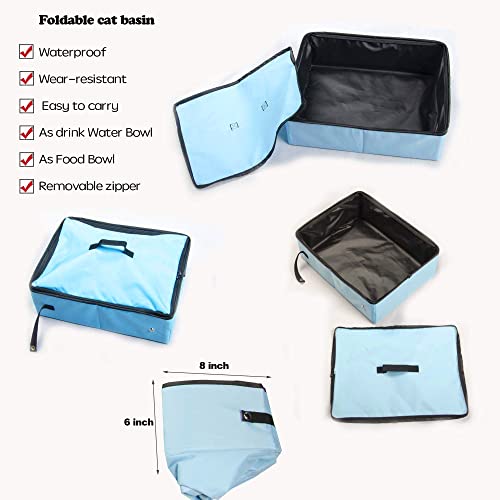 Mispace Portable 2 Pet Carriers for Cats Collapsible Cat Condo for Car Travel Pet Kennel Show Cages with Portable Carry Bag Hammocks Mats and Litter Box (Blue)
