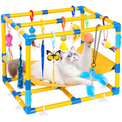 Cat Jungle Gym With Hanging Interactive Toys (colorful)