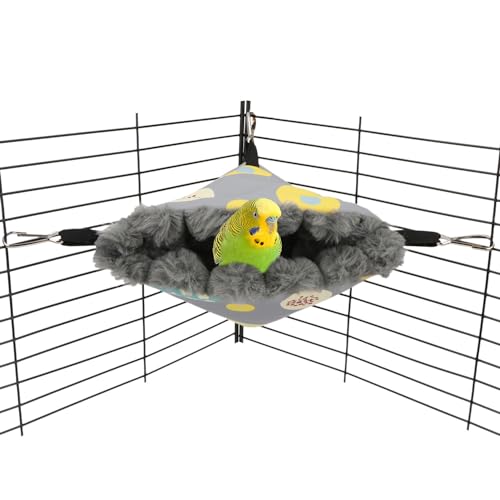 Bird Nest House Winter Warm Hanging Hammock Bird Bed Snuggle Hut for Parakeets Budgies Caique Conures Cockatiels (Small / Grey)