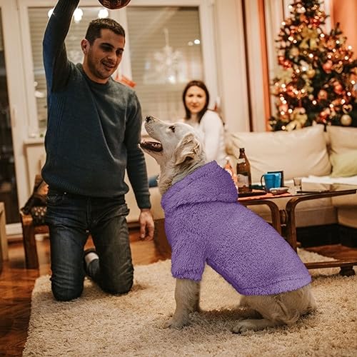 Fuzzy Dog Sweaters for Large Dogs Pet Hoodie Clothes Warm Soft Coats Hooded Sweatshirt Dog Sweaters for Extra Large Dogs (XX-Large / Purple)