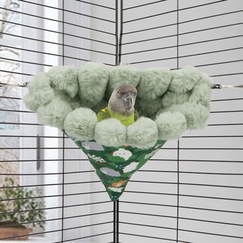 Bird Nest House Winter Warm Hanging Hammock Bird Bed Snuggle Hut for Parakeets Budgies Caique Conures Cockatiels (Medium / Green)