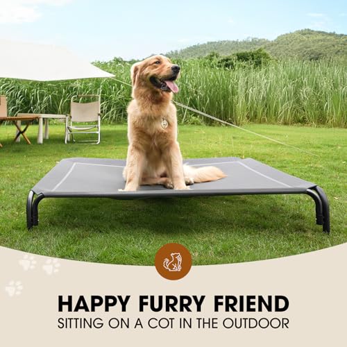 Outdoor Elevated Dog Bed for Medium Sized Dogs (M(35.50"x25.60"x8.00") / Grey)