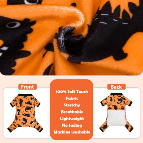 Dog Pajamas Halloween Puppy Onesies Small Dogs Soft Pjs Coat Cat Apparel Comfy Pet Clothes Outfit Doggie Bodysuit P346S (Small / Dino Bones)