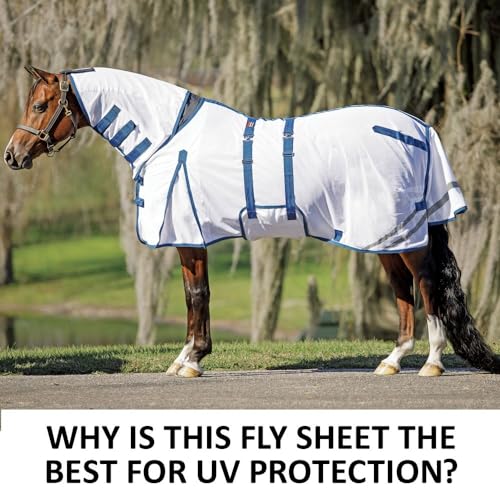 Soft Interlock Mesh II Horse Fly Sheets (Horse Size 82 / Horse Attached Neck Euro Bellyband / White)