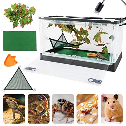Portable Foldable Terrarium Kit with Wheels for Reptiles Large (Black)