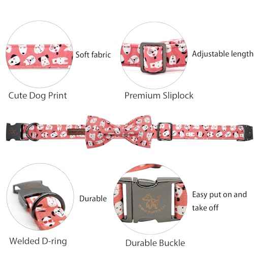 Pink Heart Print Dog Collar (Cute Dog / X-Small (Pack of 1))