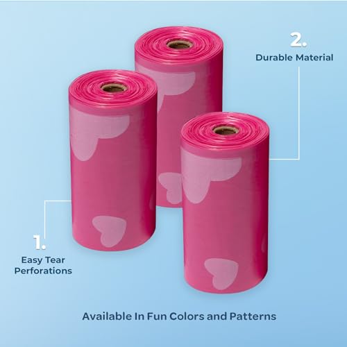 Poop Bags for Dogs (Pink Heart / 360 Bags)