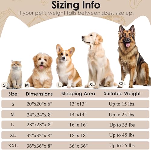 Extra Large Dog Beds (Light Brown / 36.0"L x 36.0"W x 8.0"Th)