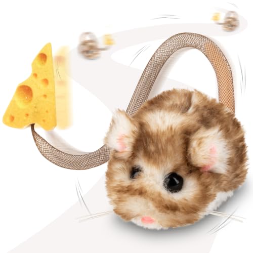 Interactive MigiMouse Cat Toy 360° Rolling & Spin with Mesh Plastic Tail for Indoor Cats Smart Motion Sensor