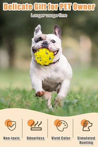 Dog Tennis Balls for Aggressive Chewers (Yellow+Blue-Medium-Point+Circle-4Pcs)