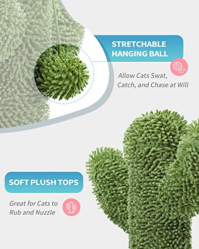 Made4Pets Cactus Cat Scratching Post for Indoor Cats with Plush Ball (Medium - 25.6")