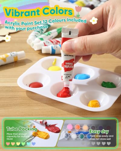 Kids Gardening Set Paint and Plant Stoneware Flower Gardening Kit with 4 Pots Arts and Crafts for Kids Ages 8 (4-set)