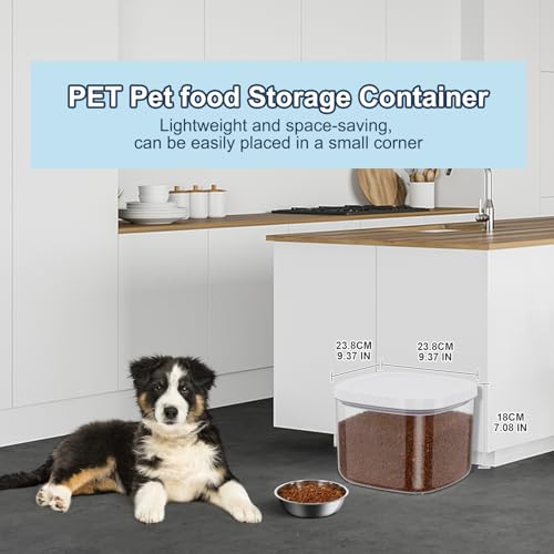 5-8Lbs/5.28Qt/5L Airtight Dog Cat Food Storage Container and Pet Storage Bin BPA-Free. PET Clear Stackable Dog Treat Containers for Pet Food/Rice/Dry/Cereals/Flour/Sugar/Bread, etc (Medium (White (5L-1Pack))