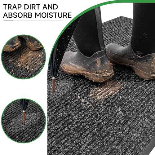 Front Door Mat (3' x 4' (Rectangular) / Black Striped)