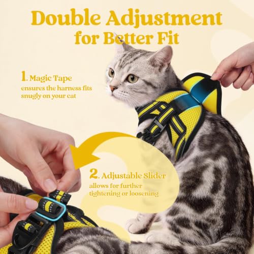 Cat Harness and Leash Set (M / Bright Yellow)