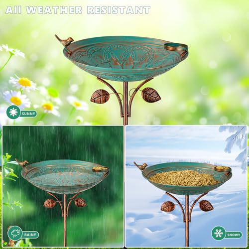 Metal Bird Baths for Outdoors (Green)