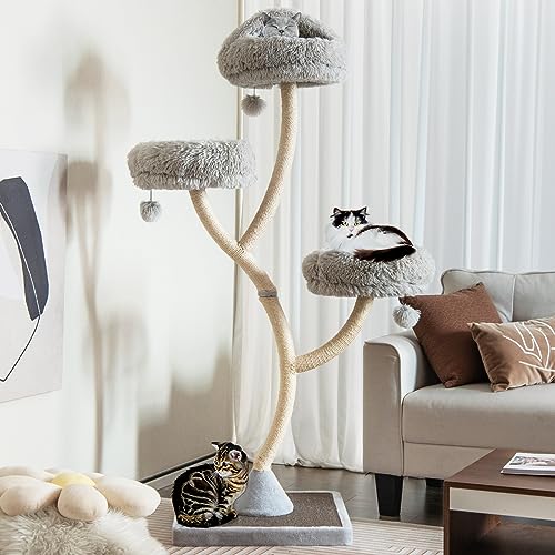 70" Tall Cat Tree (Grey)