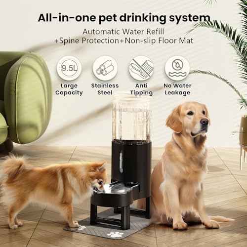Gravity Dog Water Bowl Dispenser (Black / 9.5L+Stand+Mat)
