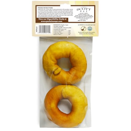 Roasted Pork Skin Dog Chew 3in Donuts Chicken 2ct (3.35 Ounce (Pack of 1))