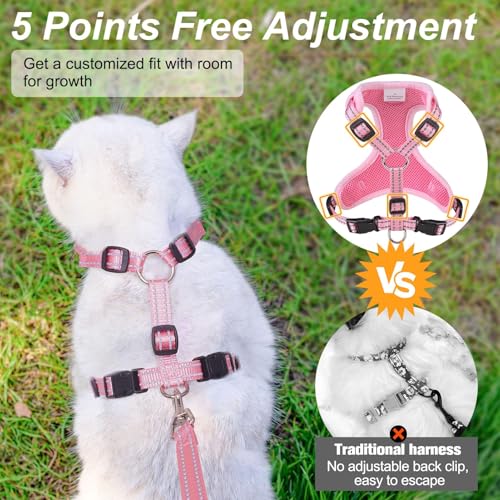 Cat Harness and Leash Set (Pink / M (Chest: 12 - 19"))