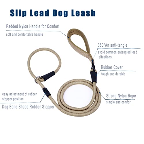 Slip Lead Dog Leash (1/2"×6ft / Light Military Tan)