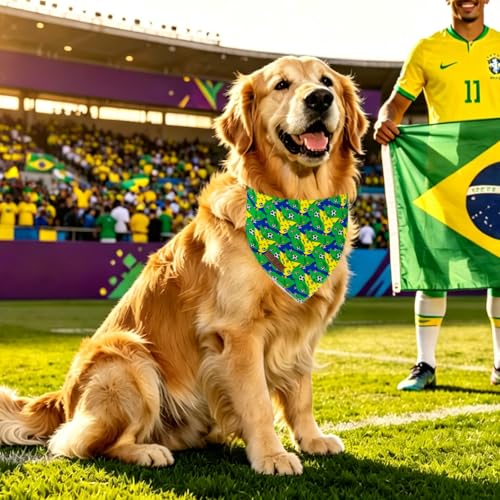 Summer Football Dog Bandana (Brazil Football / Large (Pack of 1))