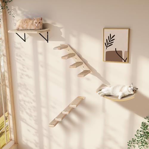 2PCS Cat Wall Shelves with Scratching Mat