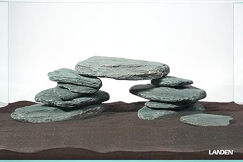 River Slate Stone 18lb Natural Aquarium Rocks for Fish Tank Decor (15 River Slate Stone(3-9 inches,18lbs))
