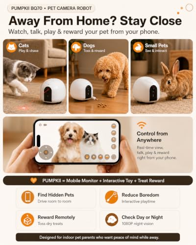 Pet Camera Robot with Treat Dispenser & Laser (White)