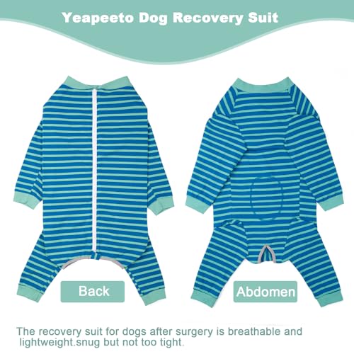 Dog Onesie Surgery Recovery Suit for Large Medium Bodysuit Dogs Pajamas PJS Full Body for Shedding (2XL / Blue Green)