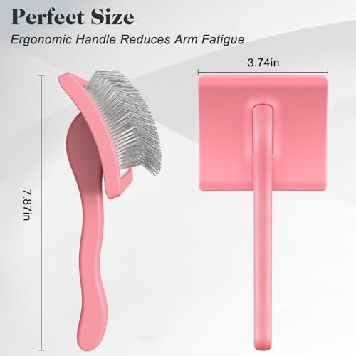 2PCS Slicker Brush for Dogs & Pet Comb (Light Pink / Large)