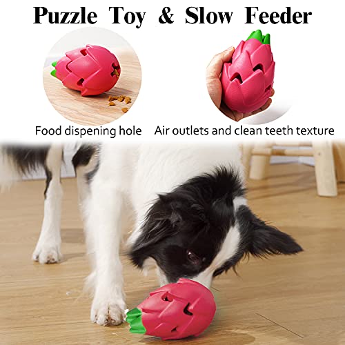 Dog Chew Toys for Aggressive Chewers Rubber Squeaky Dog Toy 3 Pack (colorful fruit set)