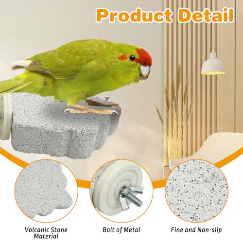 6 PCS Bird Perch Parrot Beak Grinding Stone Calcium Mineral Parrot Perch Foot Claws Trimmer Chewing Toy Bird Cage Accessories for Small Medium Budgie Cockatiel Conure Lovebird