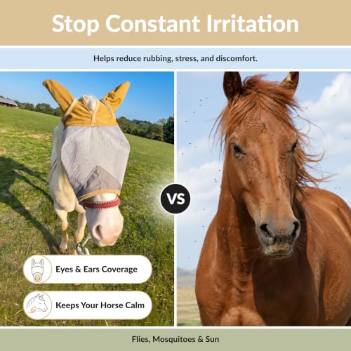 TSZ Horse Fly Mask with Ears Cover (Horse)