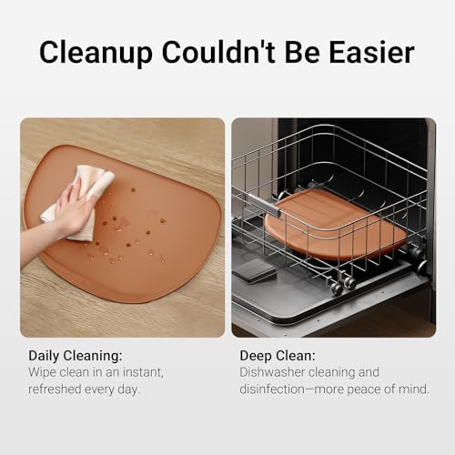 Cat Food Mat Silicone Waterproof Feeding Mat (18"L x 12.5"W / Coral)